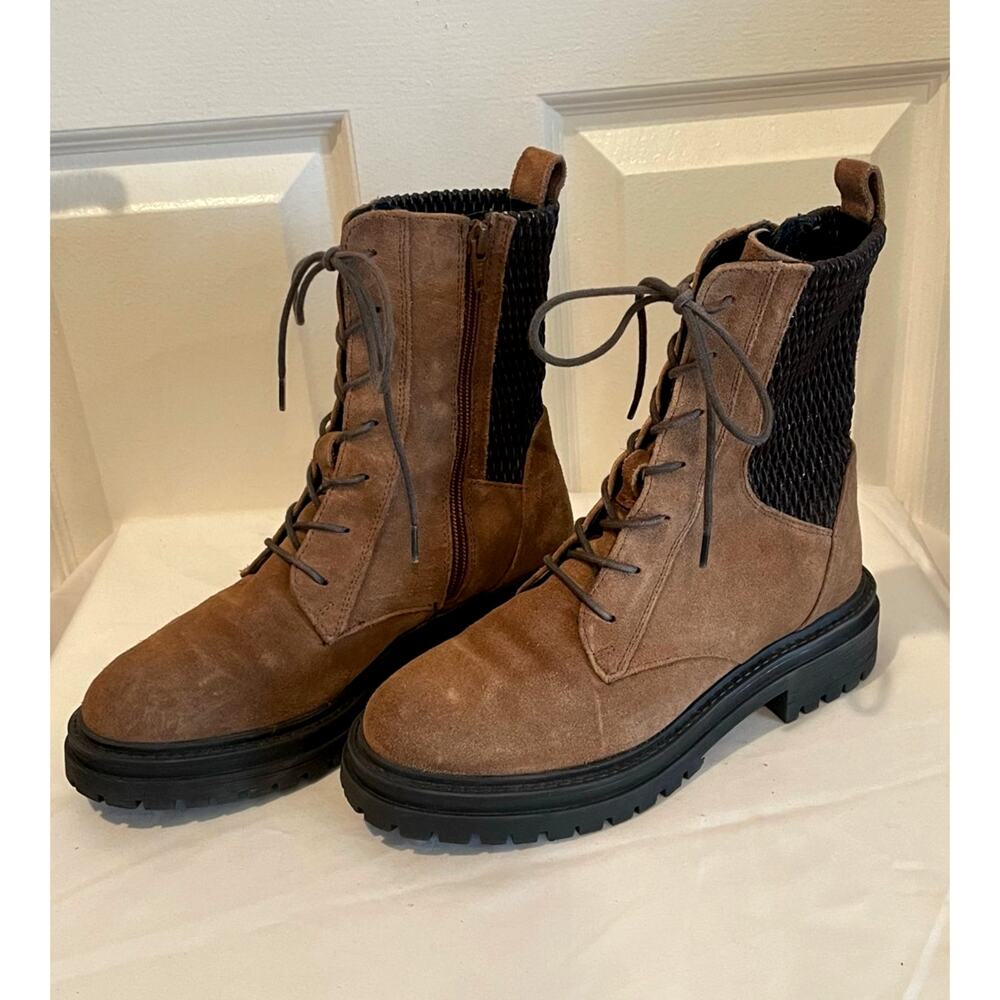 Geox Italy Respira Iridea Brown Suede Lace-Up Combat Ankle Boot Size 7 EUR 37 - Picture 2 of 8